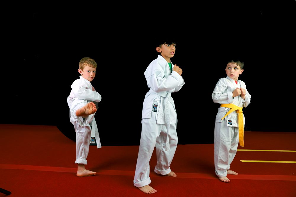 Karate students standing ready on the mat